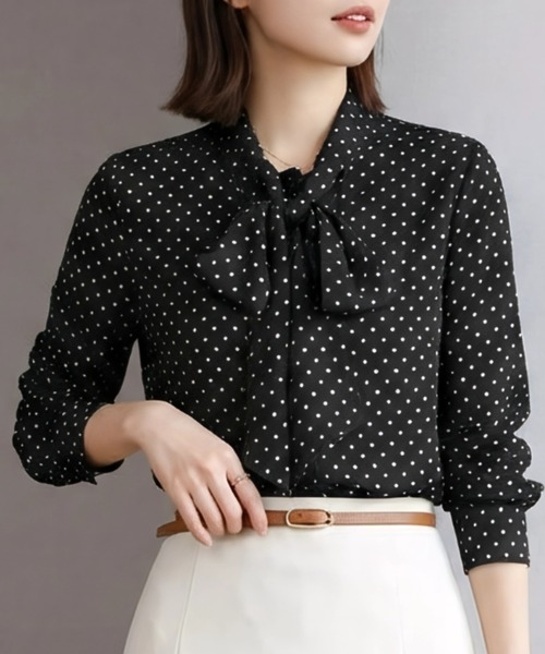 cammie ブラウス シャツ ドット柄ブラウス レディース : ZOZOTOWN 