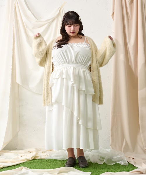 「Louiosy」 キャミソールワンピース 3L オフホワイト レディース_画像3