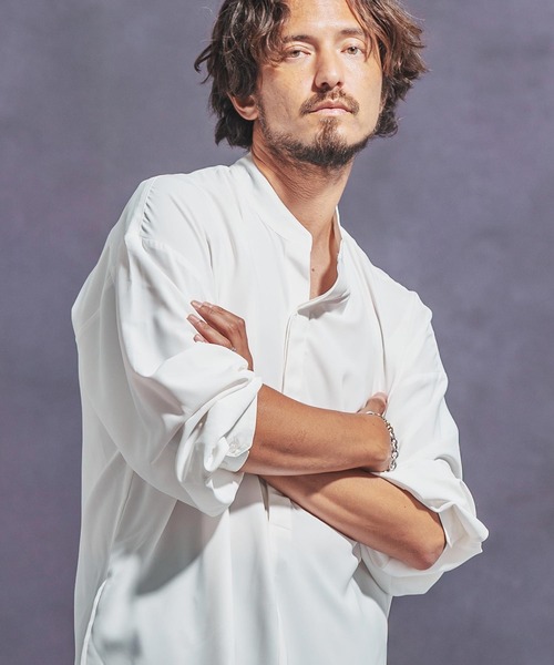 「Jih Nunc」 長袖シャツ S ブルーグレー メンズ_画像2