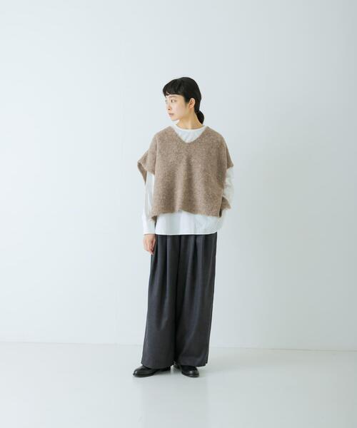 かぐれ ベスト ジレ アルパカワイドニットベスト レディース
