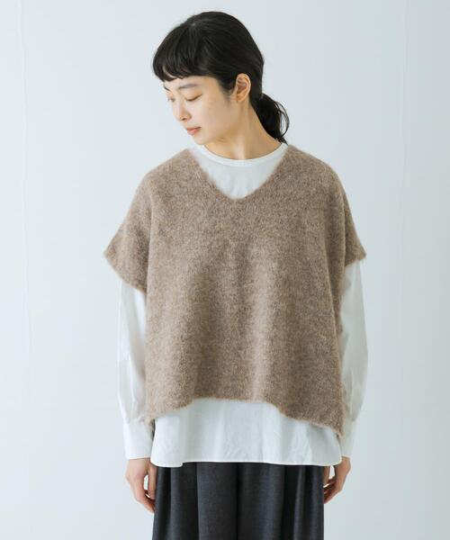 かぐれ ベスト ジレ アルパカワイドニットベスト レディース