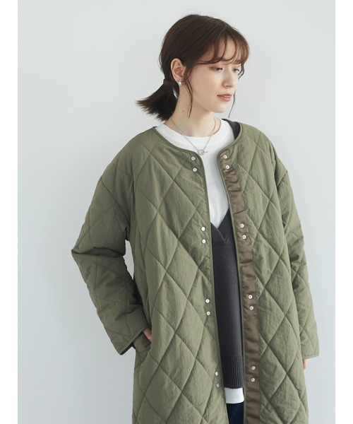 「Green Parks」 ノーカラーコート FREE イエロー レディース_画像2