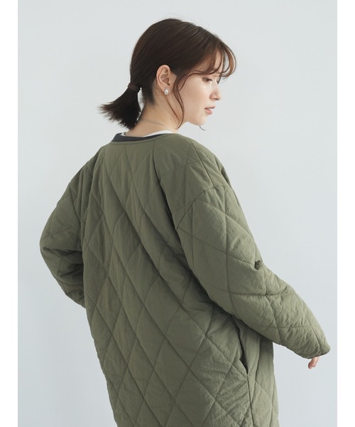 「Green Parks」 ノーカラーコート FREE イエロー レディース_画像4