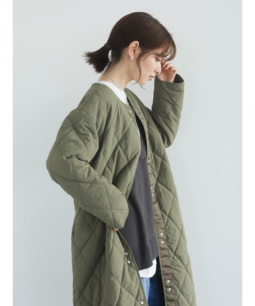 「Green Parks」 ノーカラーコート FREE イエロー レディース_画像6