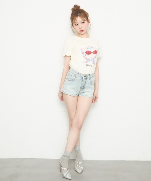 「TITTY&CO.」 デニムショートパンツ MEDIUM ブルー レディース_画像2
