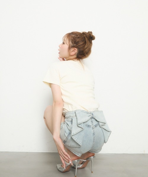 「TITTY&CO.」 デニムショートパンツ MEDIUM ブルー レディース_画像4
