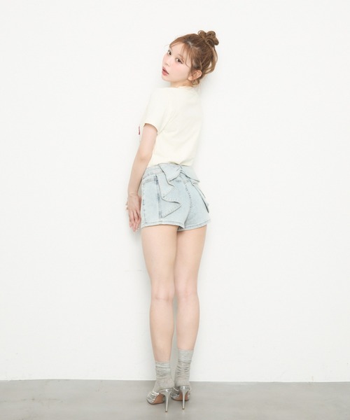 「TITTY&CO.」 デニムショートパンツ MEDIUM ブルー レディース_画像7