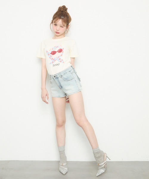 「TITTY&CO.」 デニムショートパンツ MEDIUM ブルー レディース_画像8