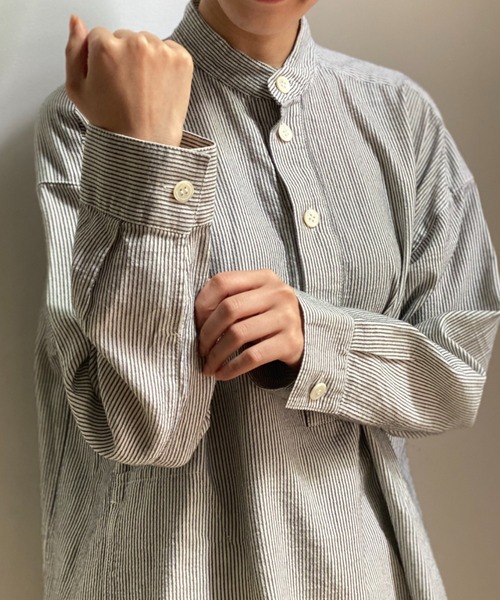 「Plantation」 長袖ブラウス M size ダークグレー レディース_画像5