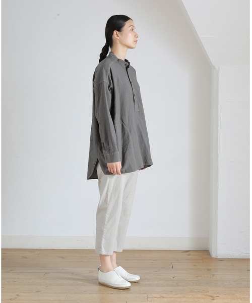 「Plantation」 長袖ブラウス M size ダークグレー レディース_画像6