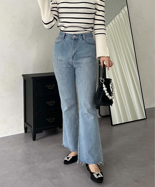 「prose verse」 ブーツカットデニムパンツ - ブルー レディース_画像2