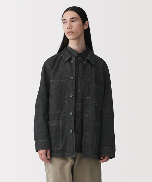無印　カポック混　カバーオール　ジャケット L パンツ　L 黒　セットアップ 無印良品（MUJI） カバーオール 紳士 木の実から作ったカポック混