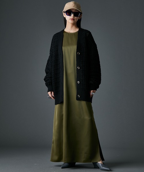 「GEVS.」 長袖ワンピース 3L カーキ レディース_画像2