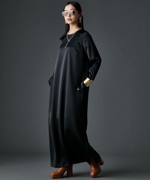 「GEVS.」 長袖ワンピース 3L カーキ レディース_画像4