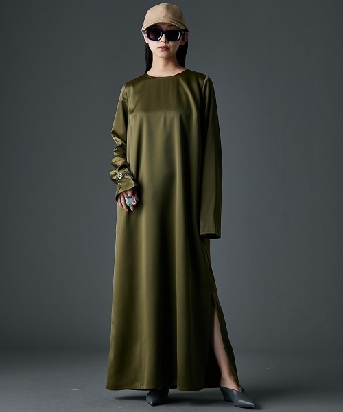 「GEVS.」 長袖ワンピース 3L カーキ レディース_画像9