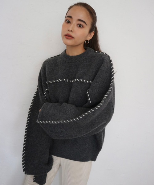 「TRUNC」 長袖ニット FREE グレー レディース_画像2
