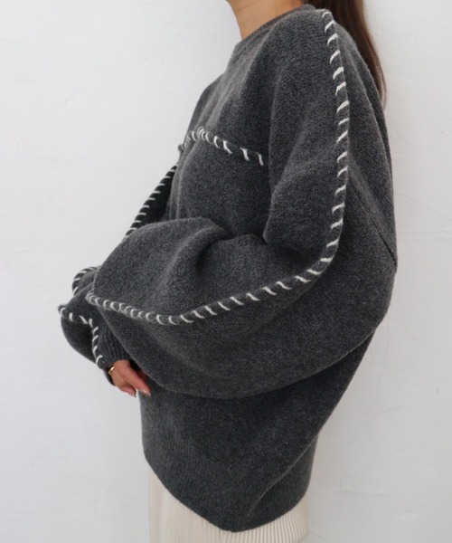 「TRUNC」 長袖ニット FREE グレー レディース_画像3