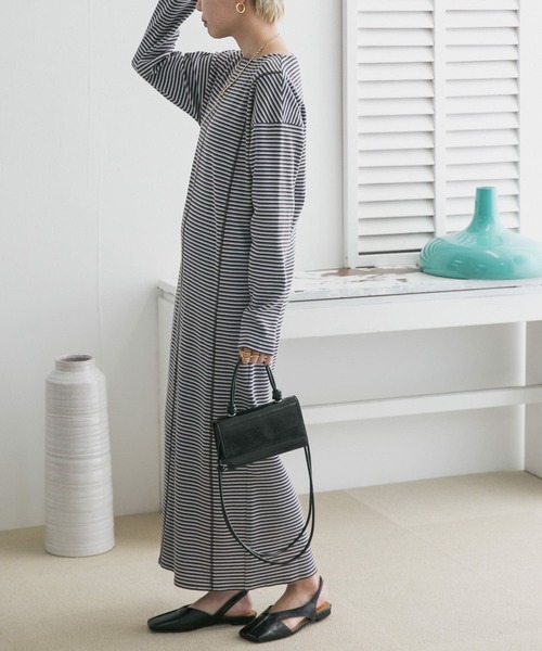 「KBF」 長袖ワンピース ONE グリーン系その他 レディース_画像3