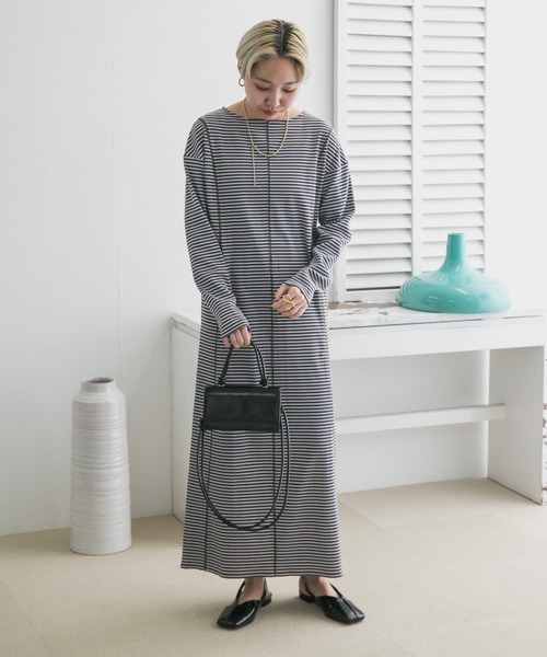 「KBF」 長袖ワンピース ONE グリーン系その他 レディース_画像6