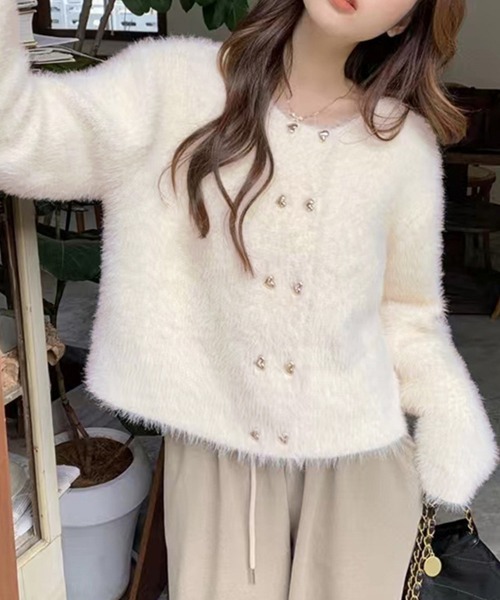 「Miniministore」 ニットカーディガン フリー パープル レディース_画像2