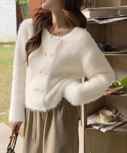 「Miniministore」 ニットカーディガン フリー パープル レディース_画像5