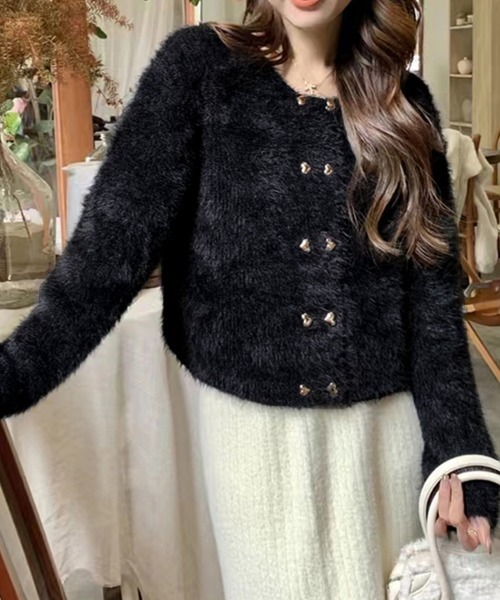 「Miniministore」 ニットカーディガン フリー パープル レディース_画像6