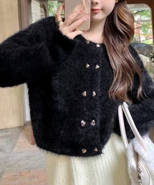 「Miniministore」 ニットカーディガン フリー パープル レディース_画像7