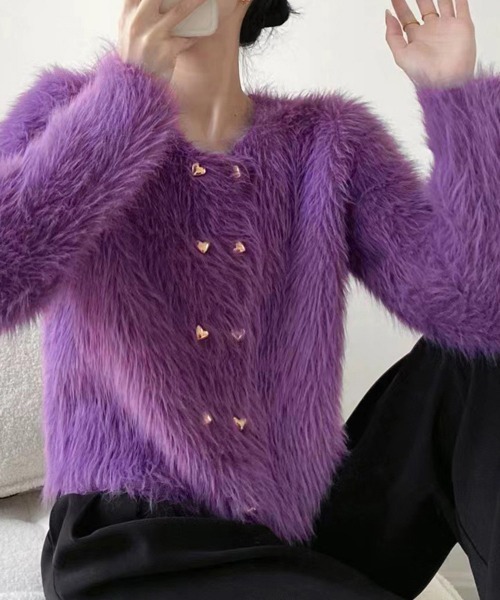 「Miniministore」 ニットカーディガン フリー パープル レディース_画像9