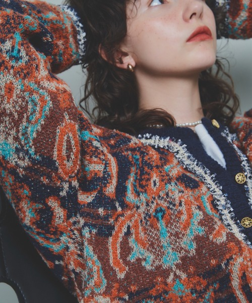 「Unitage」 ニットカーディガン FREE ネイビー レディース_画像9