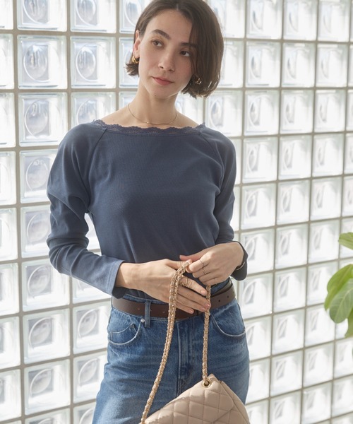 【anatelier アナトリエ 】＊新品未使用＊ お嬢様バックレースカットソー お嬢さんバックレースアップフレアスリーブカットソー（カットソー・T