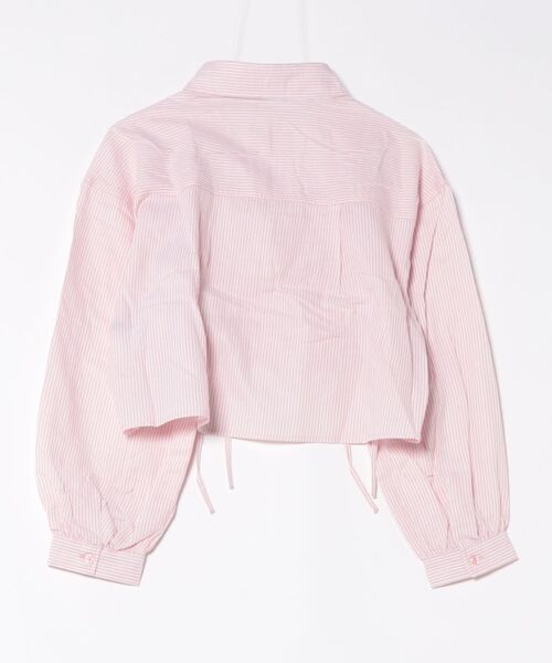 美品✨Theory✦コットン＆リネン素材 ピンク ストライプ シャツ ブラウス ブラウス シャツ 「ダブルドロスト・ストライプ」シャツ／フェミニン