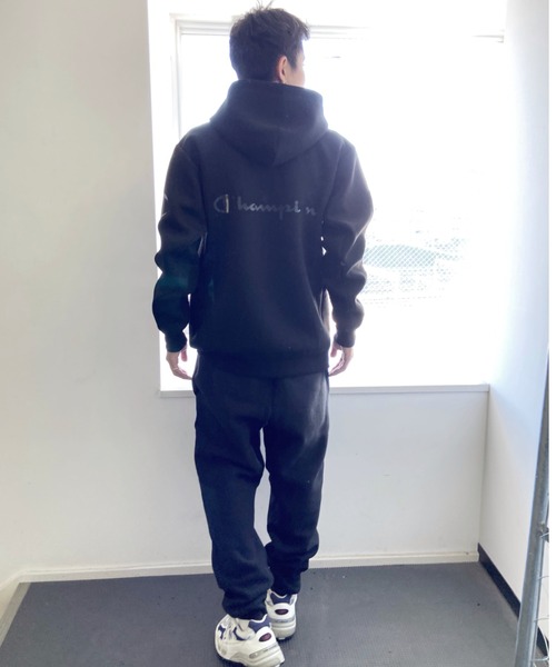 「Champion」 ジップアップパーカー M ブラック メンズの画像
