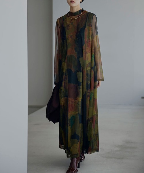 Ameri VINTAGE UND GYPSUM ART DRESSカーキM Ameri VINTAGE（アメリ ヴィンテージ）UND GYPSUM ART DRESS（カーキ/M