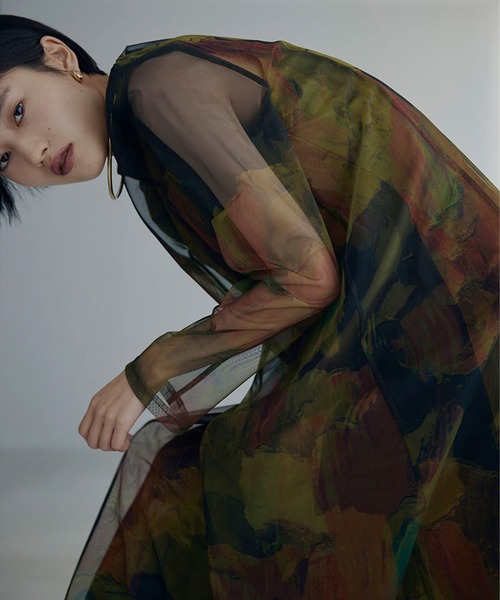 Ameri VINTAGE UND GYPSUM ART DRESSカーキM Ameri VINTAGE（アメリ ヴィンテージ）UND GYPSUM ART DRESS 26SS