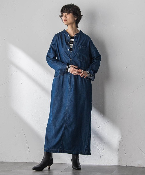 argue＊グレー＊シャツワンピ osharewalker（オシャレウォーカー） ワンピース ロング レディース