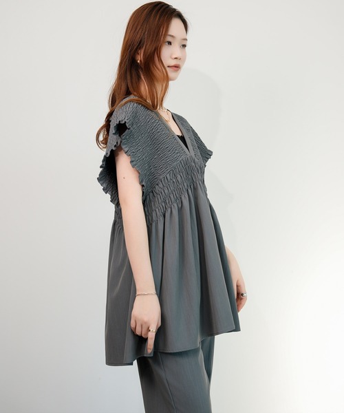 DRESS+（ドレスプラス） セットアップ 楊柳素材が涼しげなセットアップ