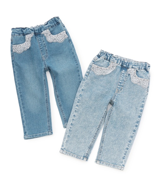 petit main パンツ 「リンク」レースデニムパンツ キッズ 子供服 