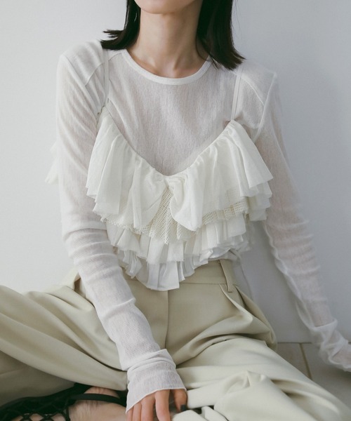 アンヌークanuke mesh frill camisoleビスチェキャミソール anuke（アンヌーク） キャミソール Mesh Frill Camisole : ZOZOTOWN