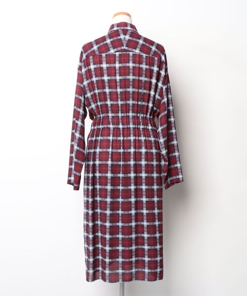 「GEORGES RECH」 チェック柄シャツワンピース 38 レッド レディース_画像2