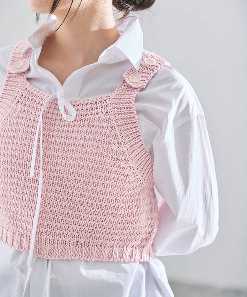ニット セーター 「一部店舗限定」JANE SMITH/ジェーンスミス BUTTON TANK TOP タンクトップ レディースの画像