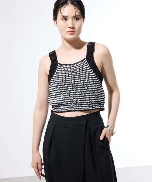 ニット セーター 「一部店舗限定」JANE SMITH/ジェーンスミス BUTTON TANK TOP タンクトップ レディースの画像