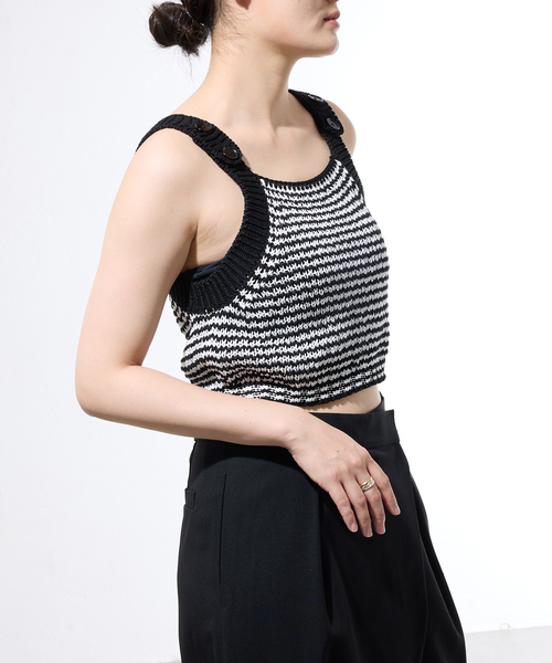 ニット セーター 「一部店舗限定」JANE SMITH/ジェーンスミス BUTTON TANK TOP タンクトップ レディースの画像