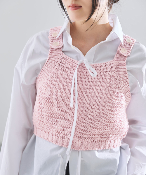 ニット セーター 「一部店舗限定」JANE SMITH/ジェーンスミス BUTTON TANK TOP タンクトップ レディースの画像