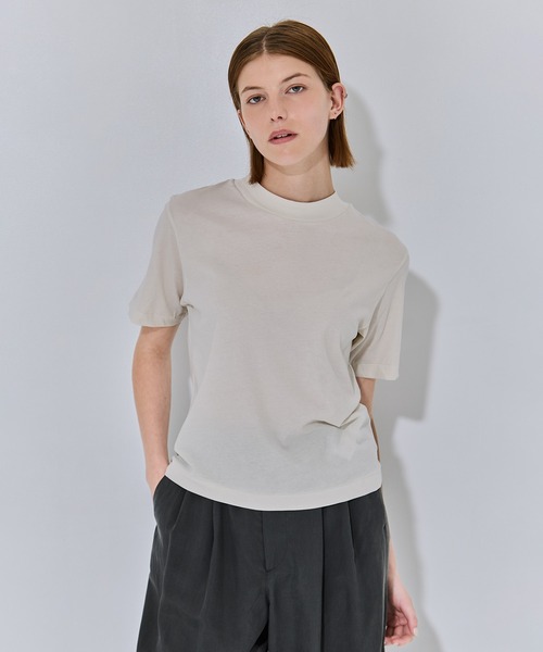 tシャツ 「ATON/エイトン」FRESCA NUBUCK MOCK NECK T SHIRTS/ヌバックモックネックTシャツ レディースの画像