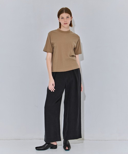 tシャツ 「ATON/エイトン」FRESCA NUBUCK MOCK NECK T SHIRTS/ヌバックモックネックTシャツ レディースの画像