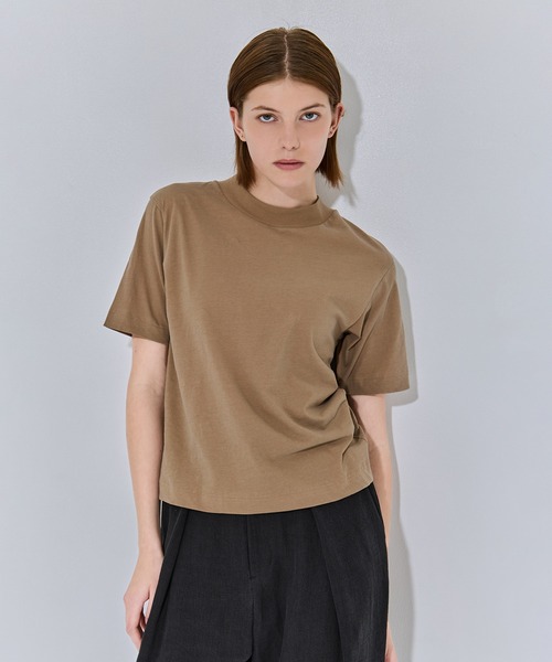 tシャツ 「ATON/エイトン」FRESCA NUBUCK MOCK NECK T SHIRTS/ヌバックモックネックTシャツ レディースの画像