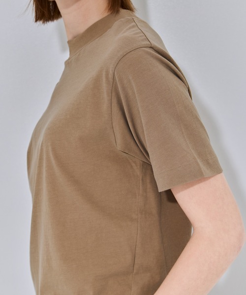 tシャツ 「ATON/エイトン」FRESCA NUBUCK MOCK NECK T SHIRTS/ヌバックモックネックTシャツ レディースの画像
