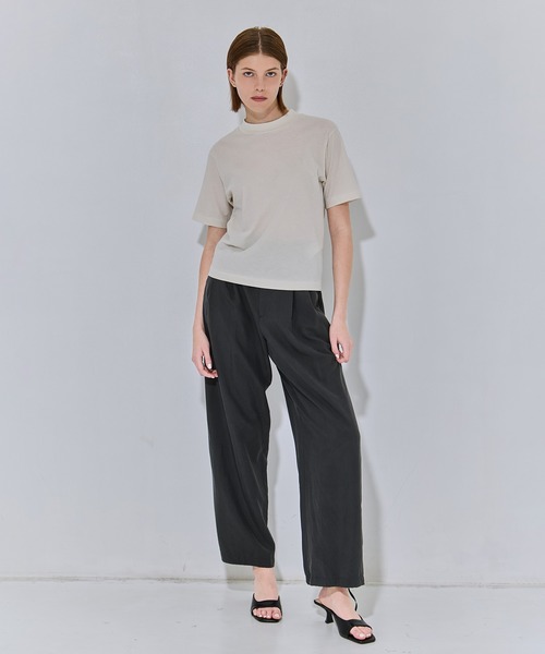 tシャツ 「ATON/エイトン」FRESCA NUBUCK MOCK NECK T SHIRTS/ヌバックモックネックTシャツ レディースの画像