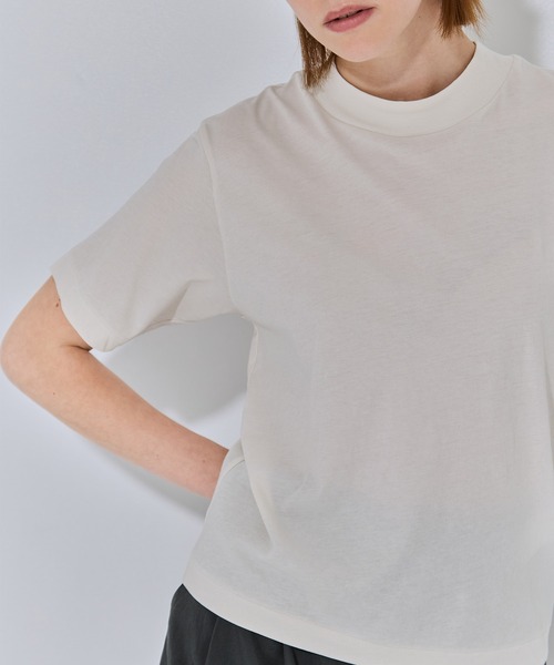 tシャツ 「ATON/エイトン」FRESCA NUBUCK MOCK NECK T SHIRTS/ヌバックモックネックTシャツ レディースの画像