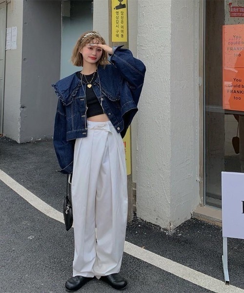 「almo」 デニムジャケット FREE ブルー レディース_画像5